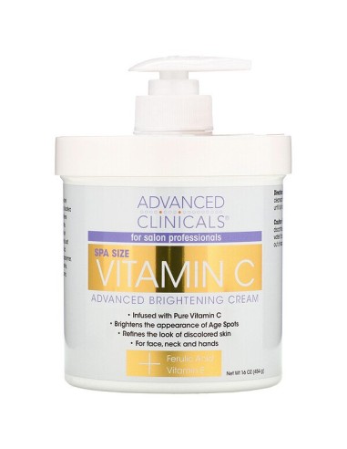 Vitamine C, Crème éclaircissante, Formule avancée, 454 g